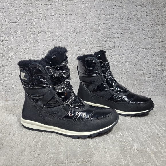 Sorel Whitney Womens Size 5.5 Black Patent Leather Lace Up Snow Boots. NEW - Picture 6 of 10